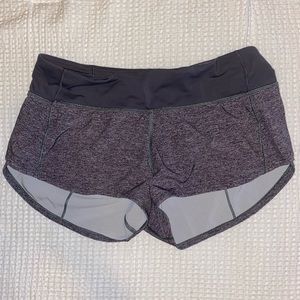 Heathered Gray Lululemon Speed Up Short 2.5” inseam.
